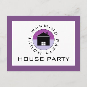 Purple House Logo, Housewarming Party Invitation