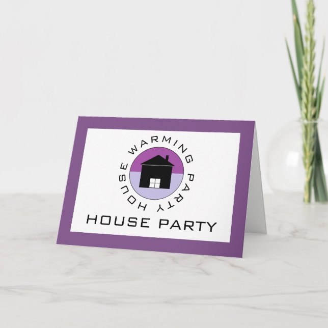 Purple House Logo, Housewarming Party Invitation (Front)