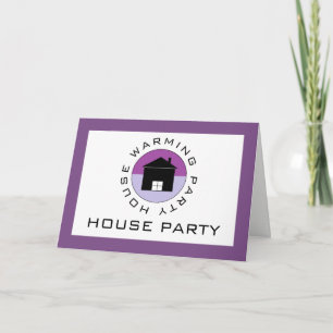 Purple House Logo, Housewarming Party Invitation