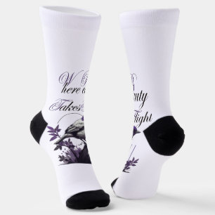 Purple-Hued Bird & Plant Tranquil Art Socks