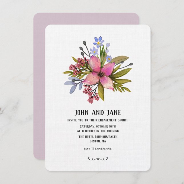 Purple Hues Watercolor Invitation (Front/Back)