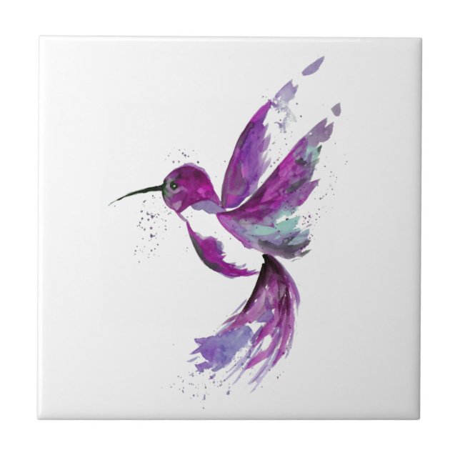 Purple Hummingbird Ceramic Tile (Front)