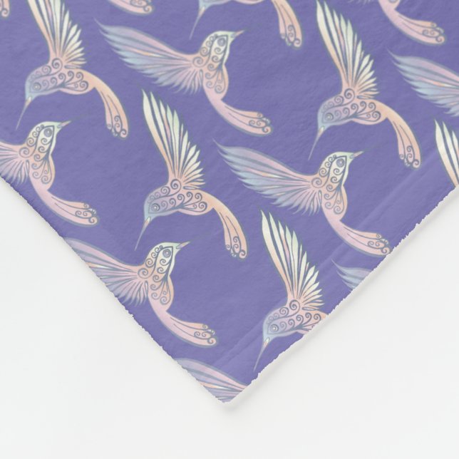 Purple Hummingbirds I Fleece Blanket (Corner)
