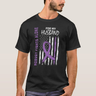 Purple Husband Alzheimers Awareness USA Flag Demen T-Shirt
