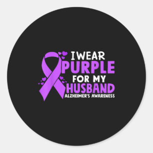 Purple Husband Dementia Alzheimers Awareness Classic Round Sticker