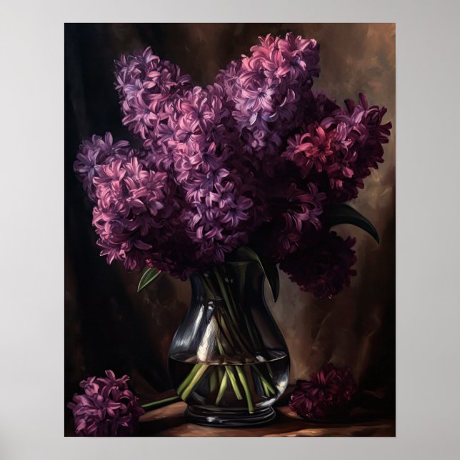 Purple Hyacinth Flowers Art Print Poster (Front)