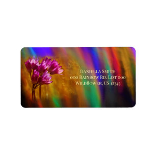 Purple Hyacinth Flowers Rainbow Colours Background Label