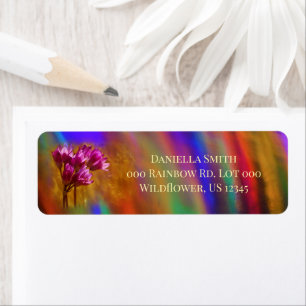 Purple Hyacinth Flowers Rainbow Colours Background Return Address Label
