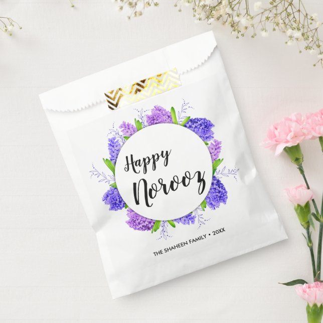 Purple Hyacinth Wreath Happy Norooz New Year Favour Bag (Sealed)