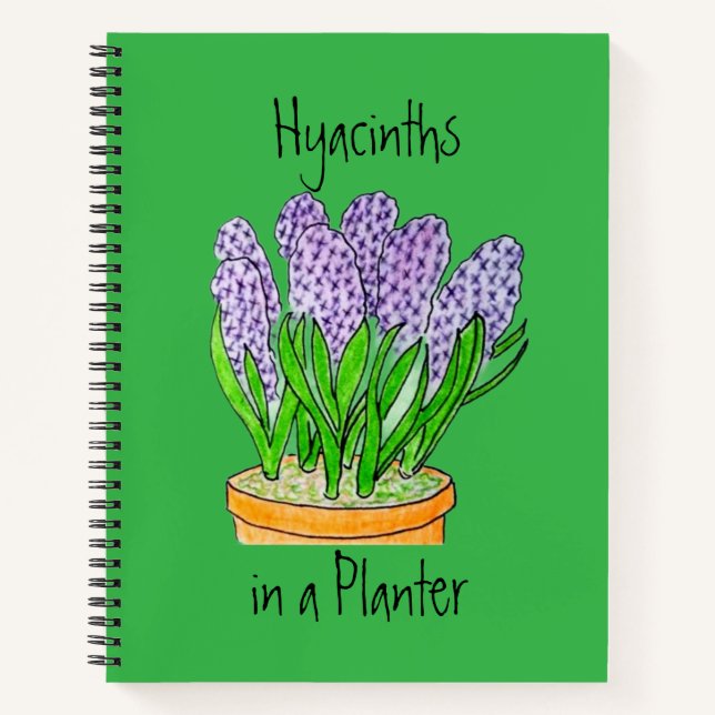 Purple Hyacinths a in Planter Notebook (Front)