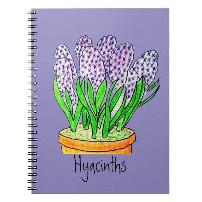 Purple Hyacinths in a Planter  Notebook (Front)