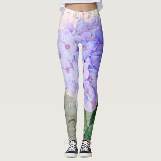 Purple Hyddreanga Card Leggings (Front)