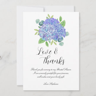 Purple Hydrangea Botanical Bridal Shower Thank You Card