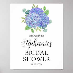 Purple Hydrangea Botanical Bridal Shower Welcome Poster