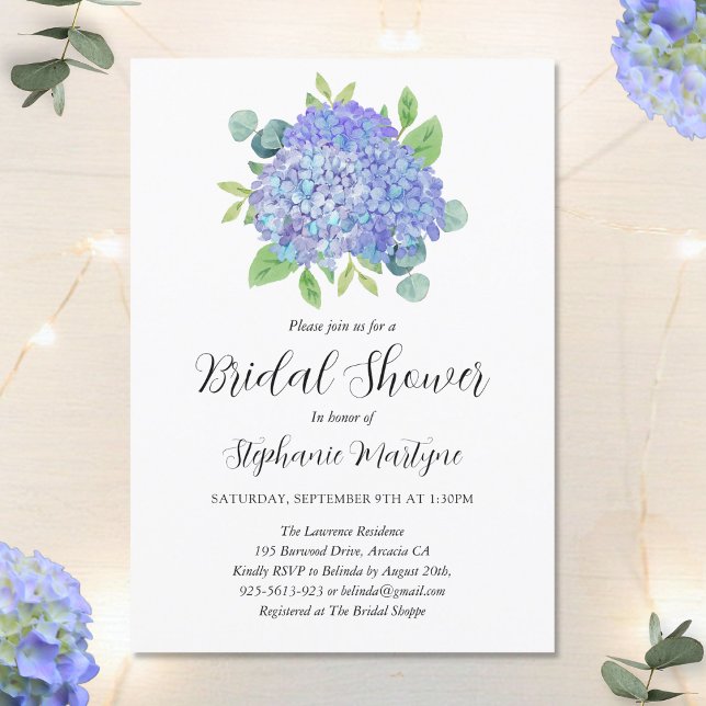 Purple Hydrangea Bouquet Botanical Bridal Shower Invitation (Creator Uploaded)