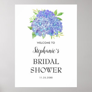 Purple Hydrangea Bouquet Bridal Shower Welcome Poster