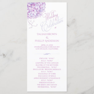 Purple Hydrangea Bouquet Wedding Program