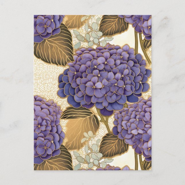 Purple Hydrangea Chiyogami  Postcard (Front)