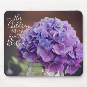 Purple Hydrangea Christian Mothers Day Verse Mouse Pad