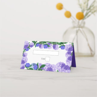 Purple Hydrangea Floral Greenery Modern Wedding Place Card