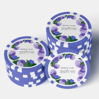 Purple Hydrangea Floral Greenery Modern Wedding Poker Chips
