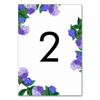 Purple Hydrangea Floral Greenery Modern Wedding Table Number