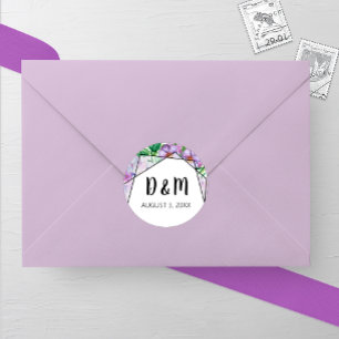 Purple Hydrangea Flower Wedding Round Sticker