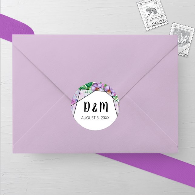 Purple Hydrangea Flower Wedding Round Sticker (Creator Uploaded)