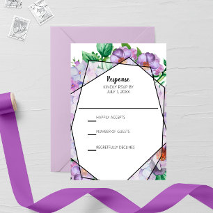 Purple Hydrangea Flower Wedding RSVP Card