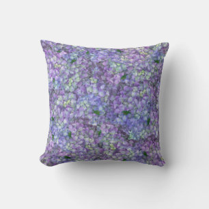 Purple hydrangea flowers cushion