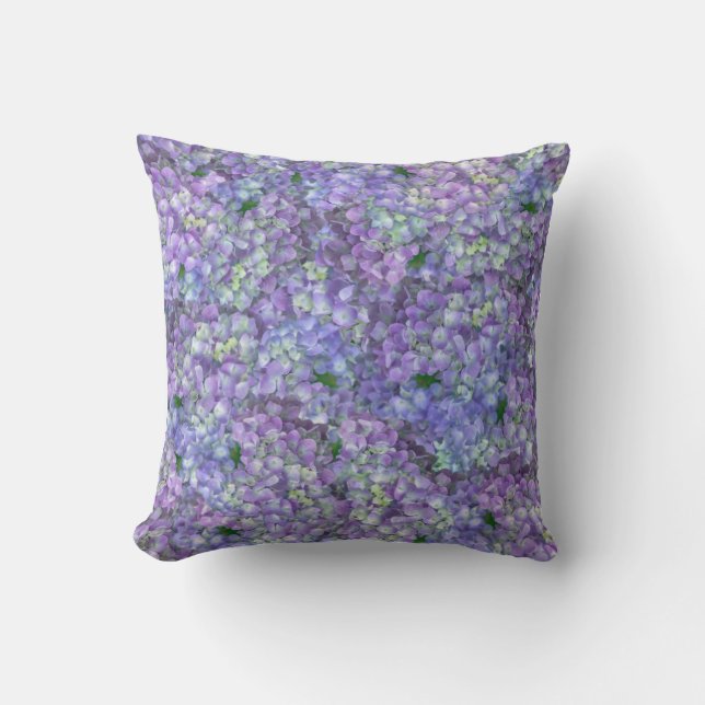 Purple hydrangea flowers cushion (Front)