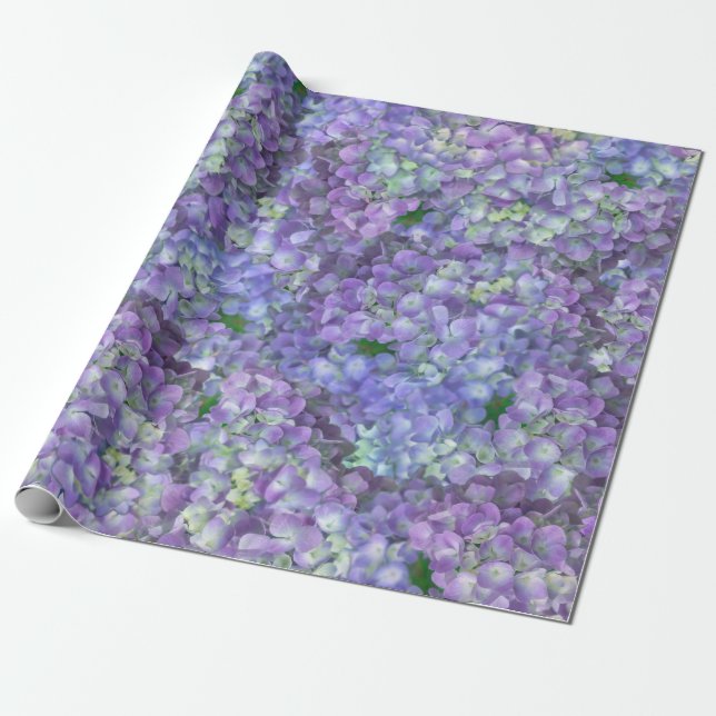 Purple hydrangea flowers wrapping paper (Unrolled)