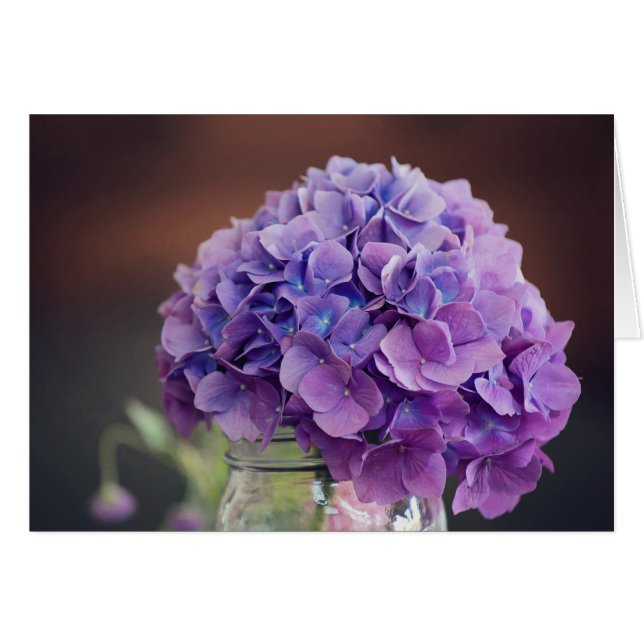 Purple Hydrangea in Mason Jar Photograph (Front Horizontal)