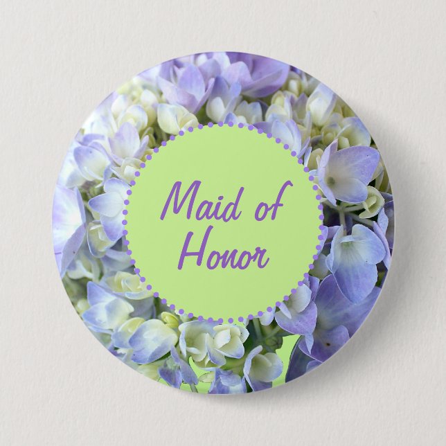 Purple Hydrangea Maid of Honour 7.5 Cm Round Badge (Front)