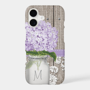 Purple Hydrangea Monogrammed Mason Jar