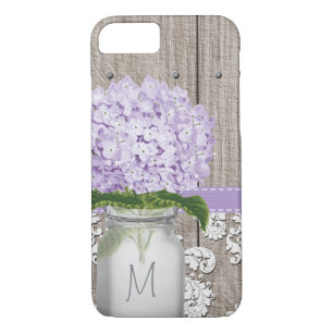Purple Hydrangea Monogrammed Mason Jar iPhone 8/7 Case