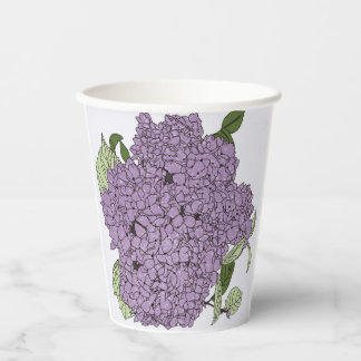 Purple hydrangea paper cups