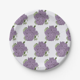 Purple hydrangea paper plate