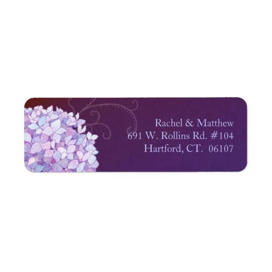 Purple Hydrangea Plum Wedding Return Address Label