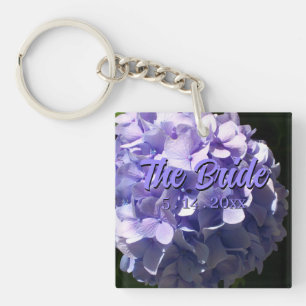 Purple Hydrangea purple flowers for the Bride Key Ring