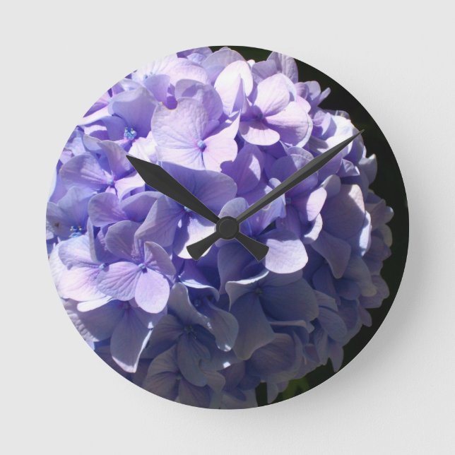 Purple Hydrangea Round Clock (Front)