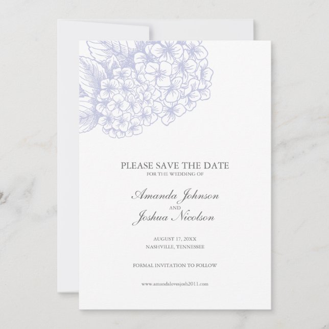 Purple Hydrangea Save the Date (Front)