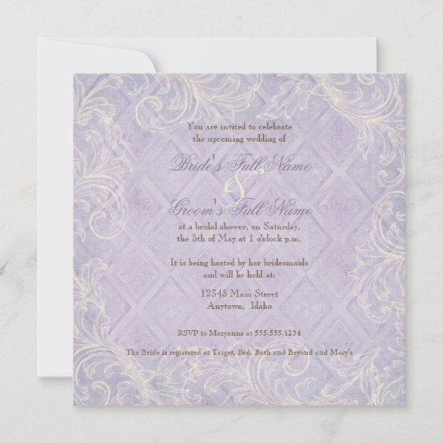 Purple Hydrangea Swirl - Bridal Shower Invitation (Front)