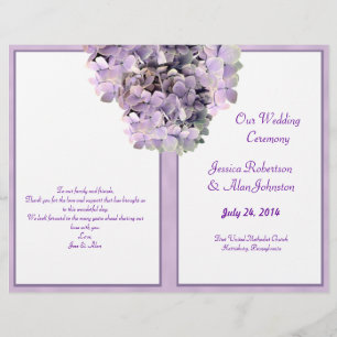 Purple Hydrangea Template Wedding Program