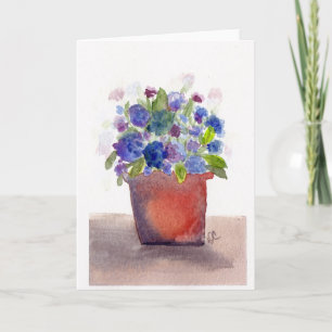 Purple Hydrangea Watercolor Floral Card