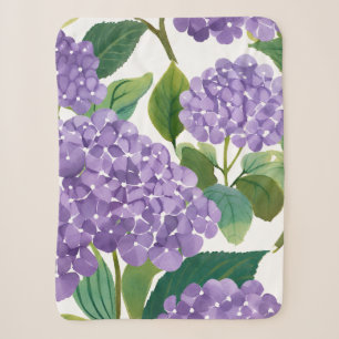 Purple Hydrangea Watercolor Floral Coastal Sherpa Blanket