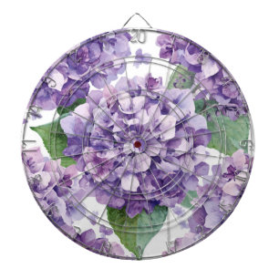 Purple Hydrangea Watercolor Floral Lavender Bloom Dartboard