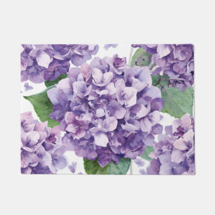Purple Hydrangea Watercolor Floral Lavender Bloom Doormat