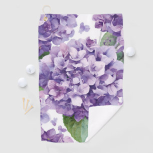 Purple Hydrangea Watercolor Floral Lavender Bloom Golf Towel