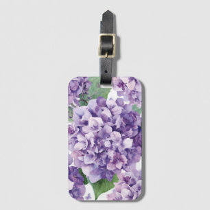 Purple Hydrangea Watercolor Floral Lavender Bloom Luggage Tag